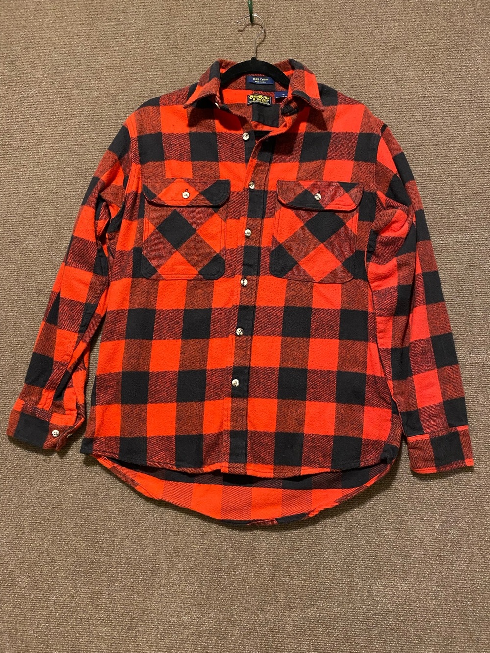 VTG OshKosh B'gosh Red and Black Buffalo Plaid Button-Down Shirt Size M